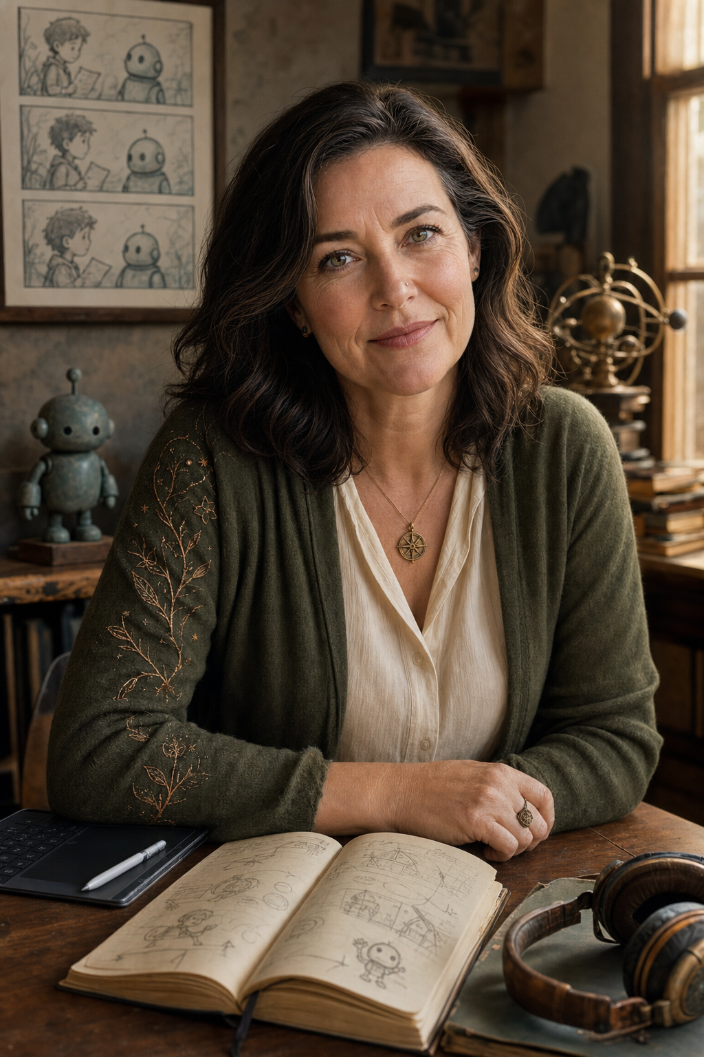 Clara Hope Ellwood at her writing desk